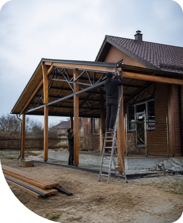 Пристройка навеса к дому и участку в Чебоксарах под ключ